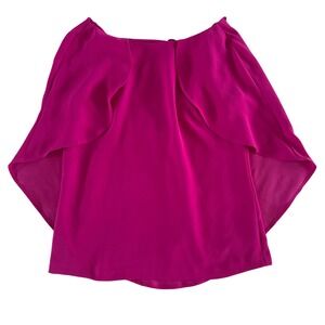 Trina Turk Fuchsia Pink Cape Overlay‎ Blouse Top Womens Size XS Extra Small